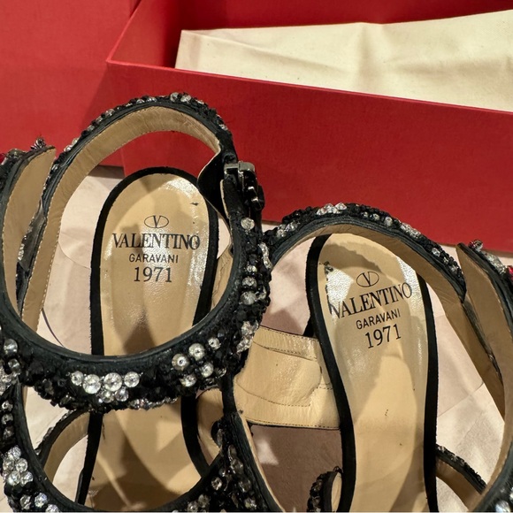 RARE VALENTINO GARAVANI crystal snake black suede sandal stiletto heels 39 - Picture 7 of 11